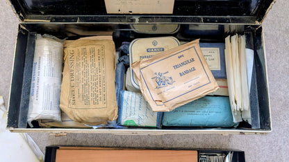 WW2 Emergency Fire Brigade Medical First Aid Tin Box with Contents 1941