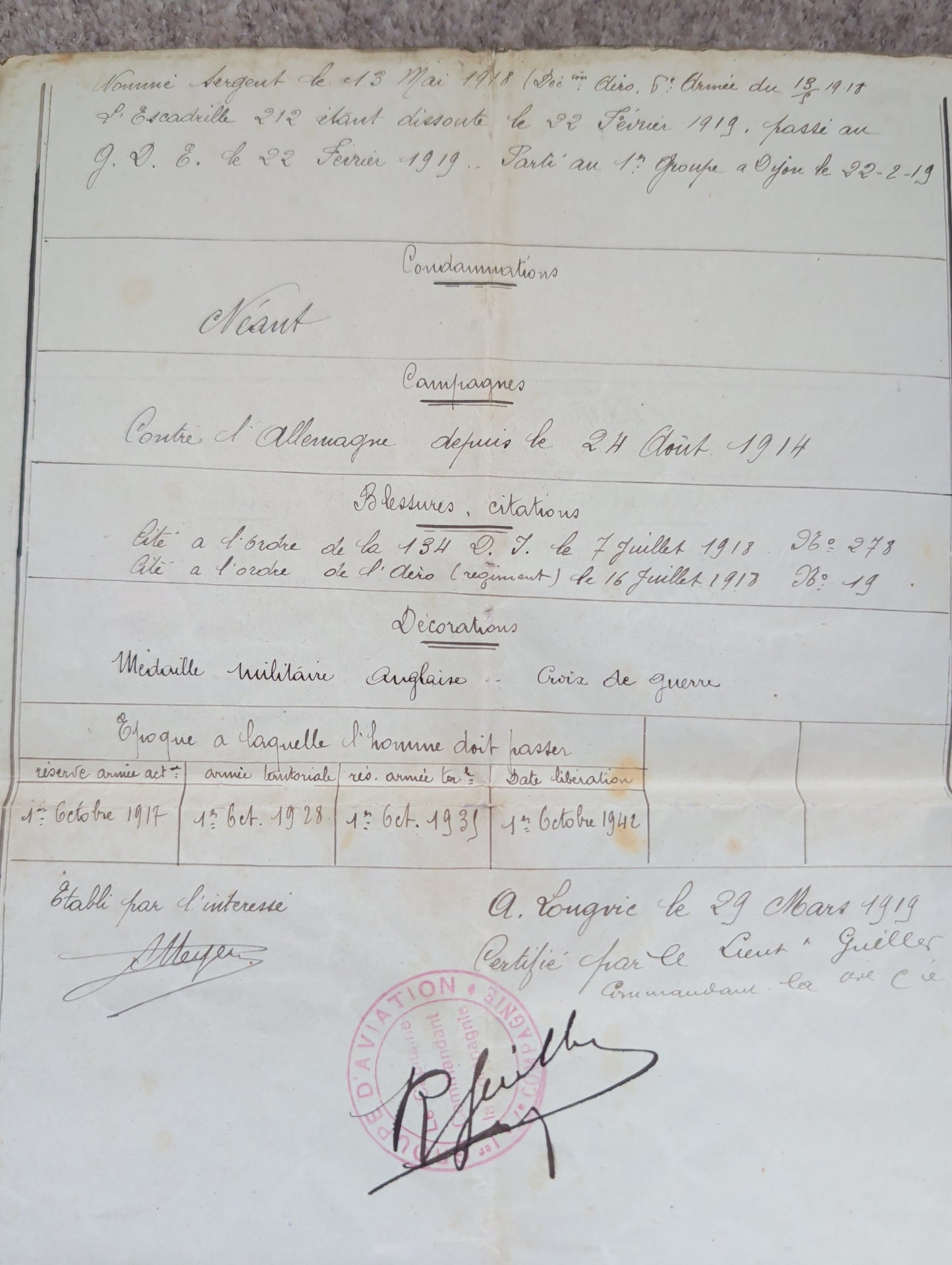 Unique WW1 French Army & Air Force Photo Album, Service Documents and Field Post Set to a Front Line Medic & Then Combat Pilot