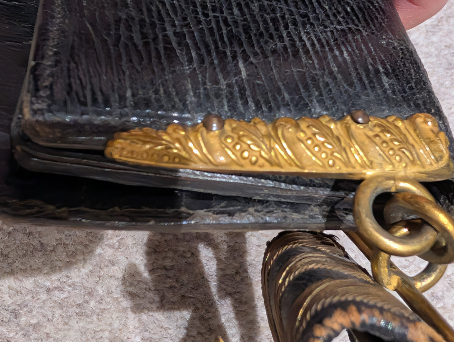 Edwardian British Indian Army Leather & Bullion Gilt GRI CrossBelt