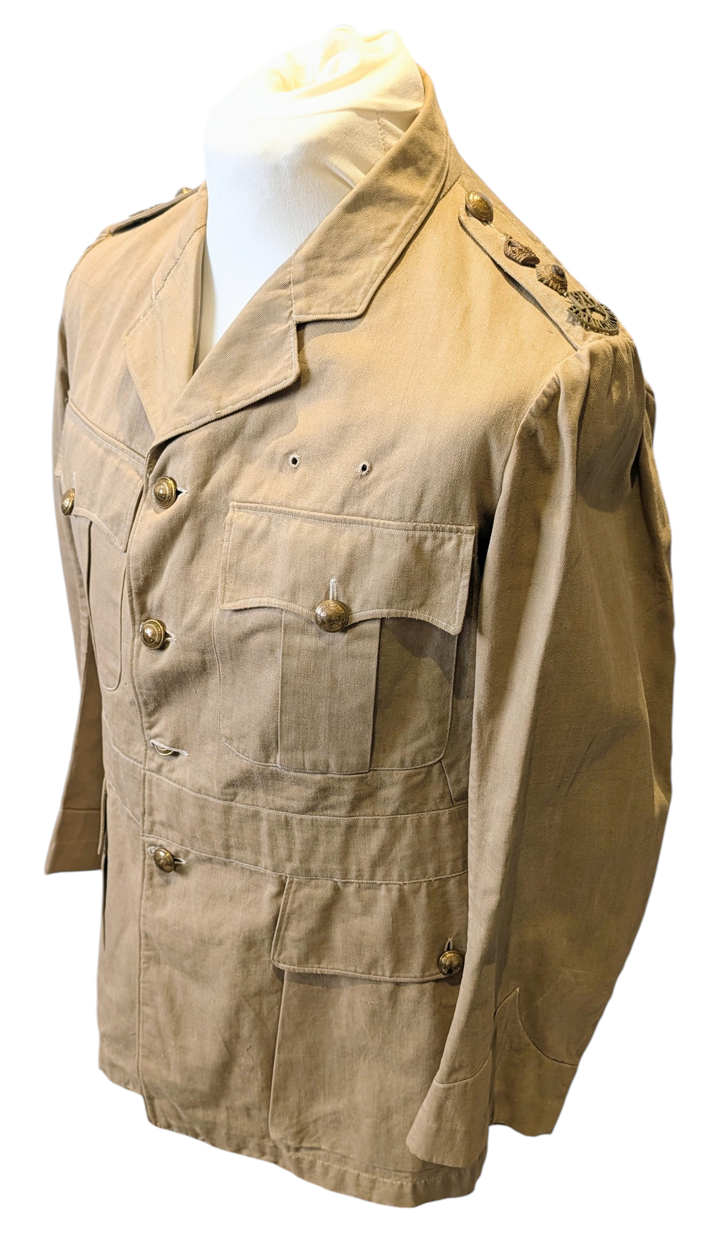 WW1 Era Indian 126th Baluchistan Regiment Lieutenant Colonel's Khaki Drill KD Jacket