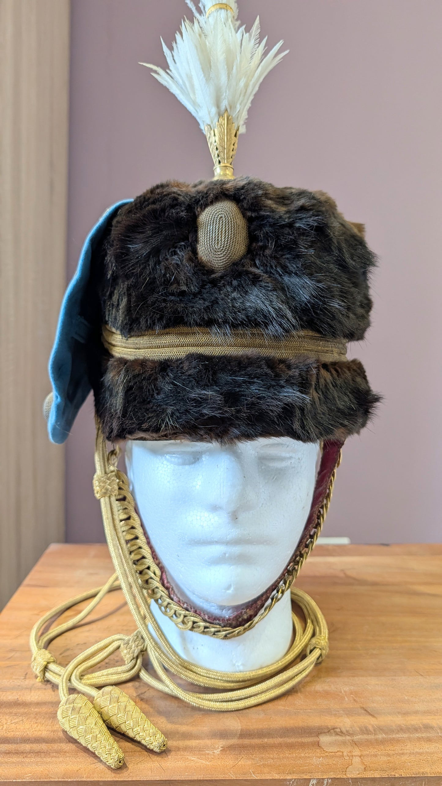 Rare Edwardian Pre WW1 3rd Hussars Officers Busby With White Feather Plume