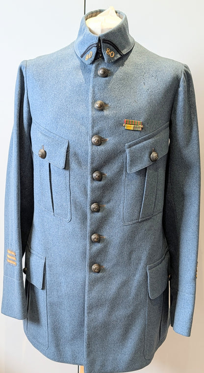 Rare Fine Quality WW1 M1913 French Horizon Blue Captains Tunic jacket 80th Infantry
