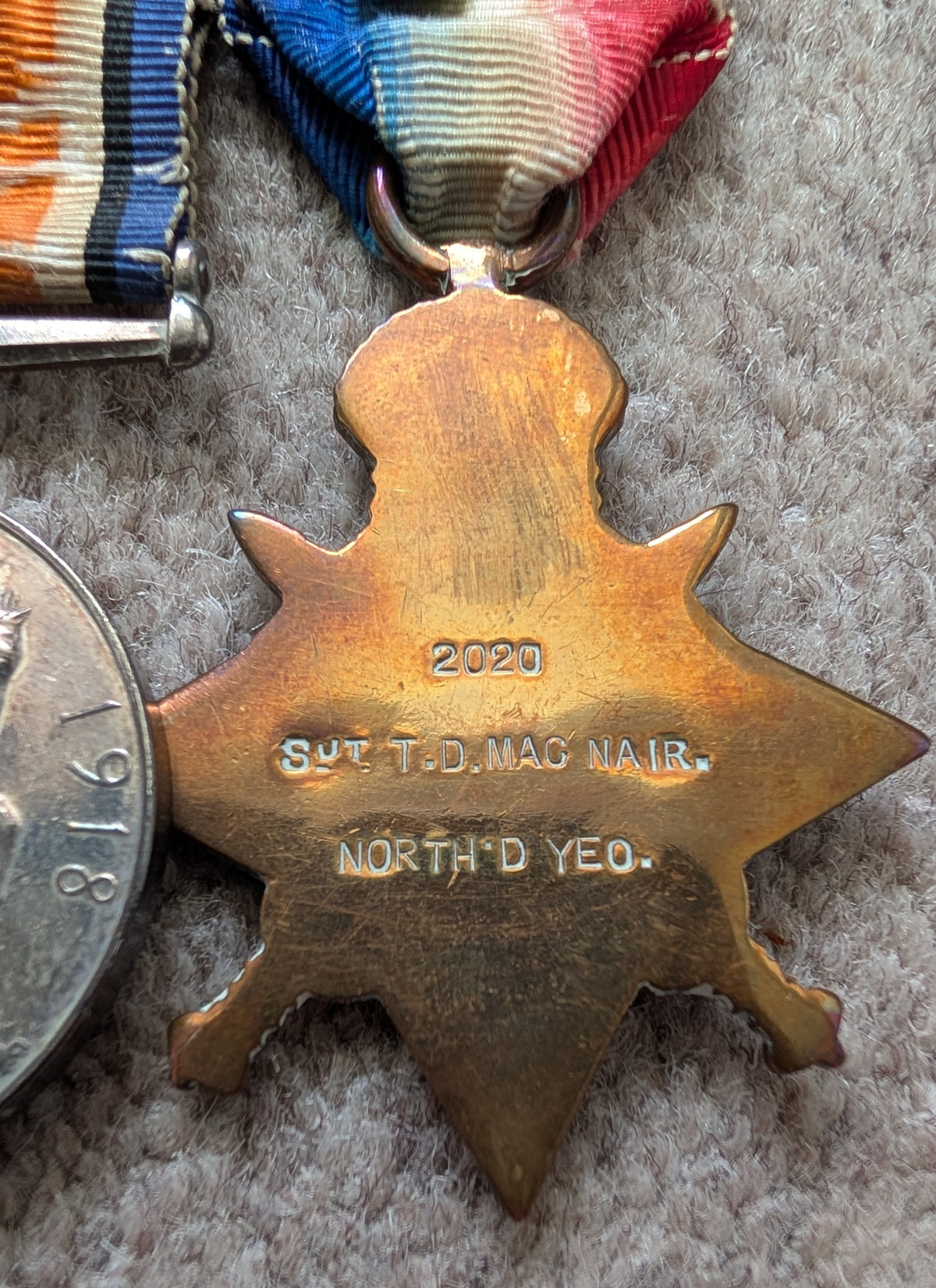 WW1 Mons Star With Clasp Quartet With Territorial Efficiency - Thomas MacNair
