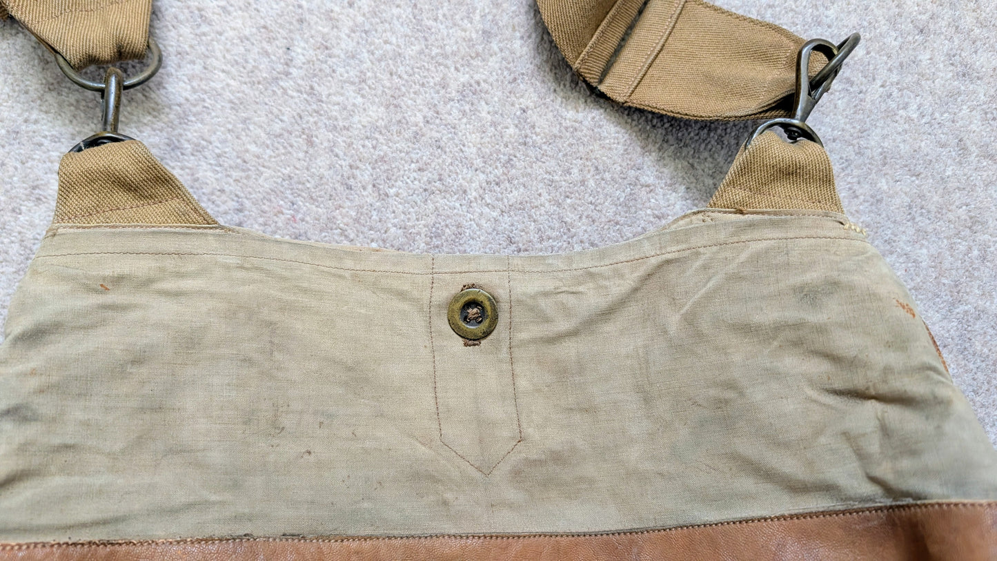 SOLD! WW1 British Army Officers Canvas & Leather Breadbag Haversack with Carry Strap