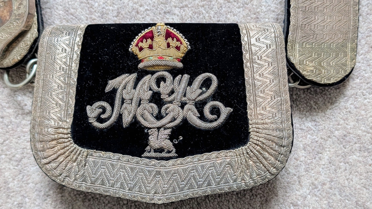 SOLD! Beautiful Edwardian Montgomeryshire Yeomanry CrossBelt & Pouch & Cover - Solid Silver Fittings