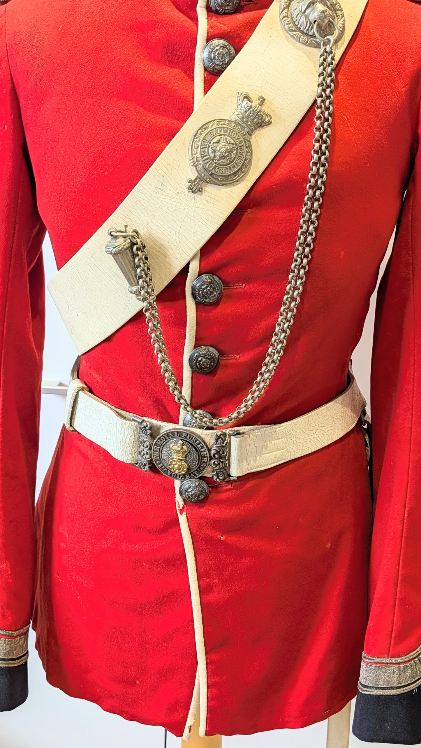 Victorian 1st Volunteer Battalion Royal Fusiliers Scarlet Jacket, Belt & Crossbelt Named to H R B Hickman