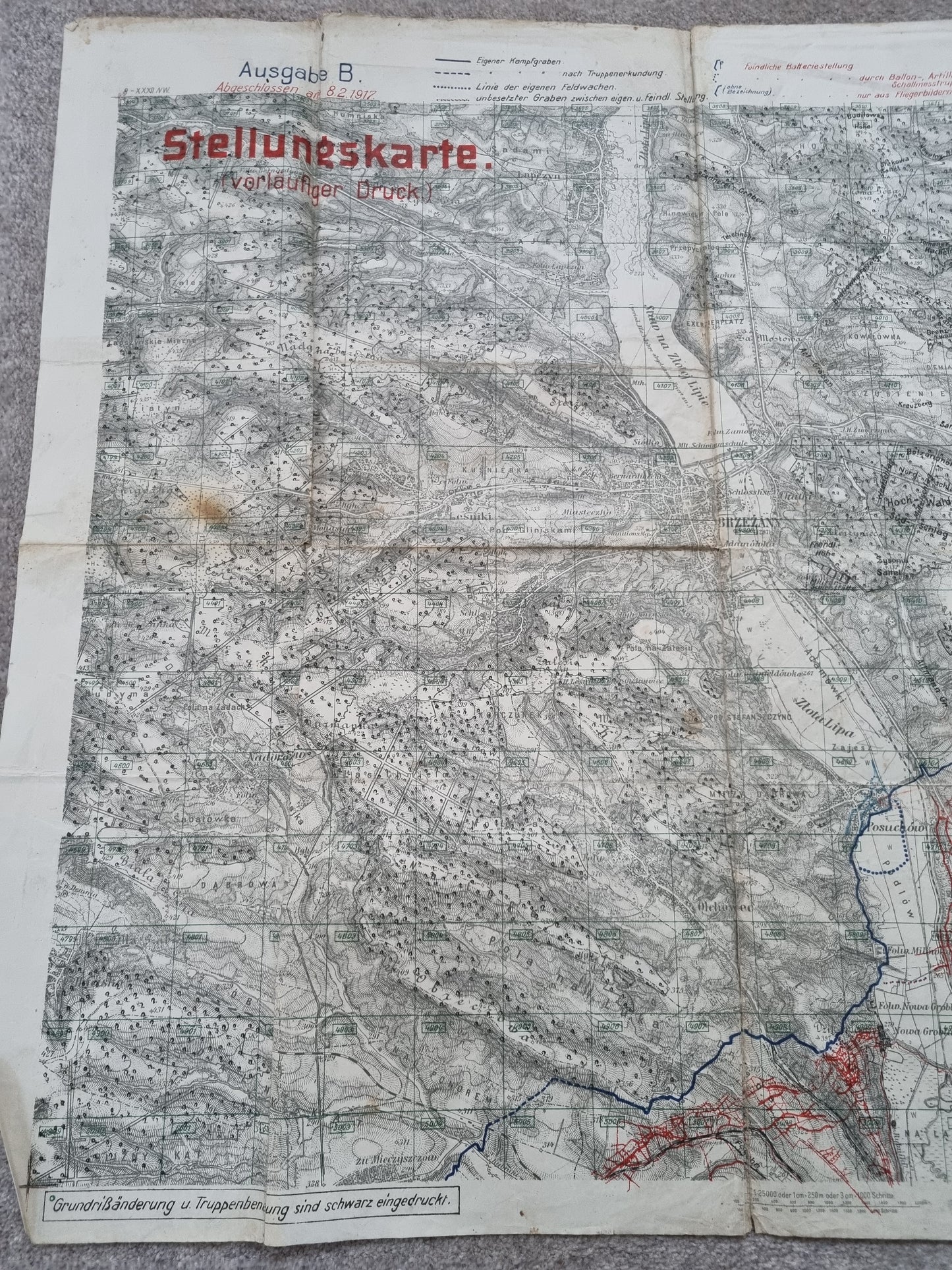 WW1 German Army Trench Map BRZEZANY area Ukraine 8th Feb 1917