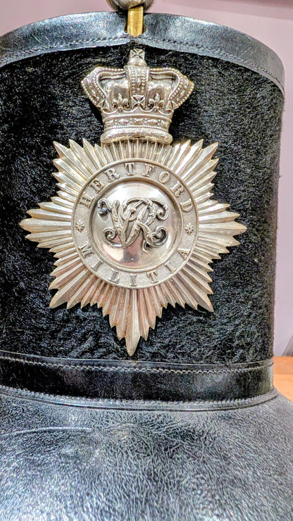 Sold! Rare British Army Hertford Militia French Pattern Shako 1855-61 & Tin