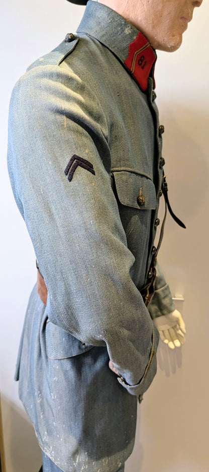 WW1 French 81st Artillery Uniform with Helmet, Sam Browne Belt, Boots & Gaiters