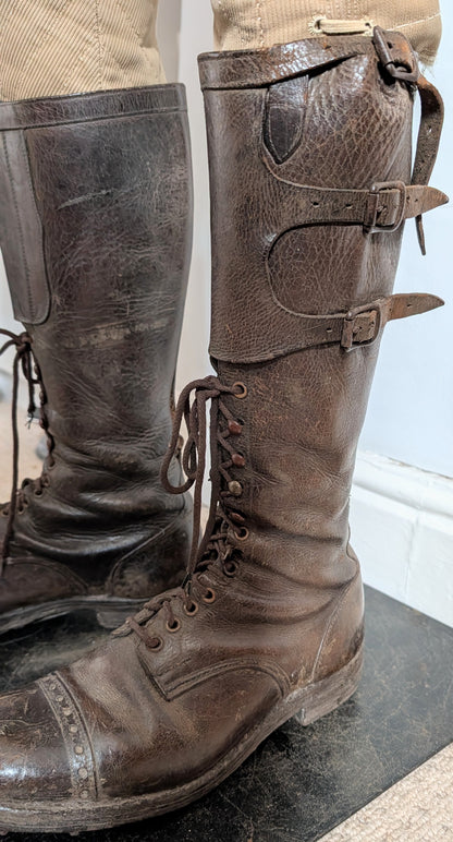 WW1 British officer's  Private Purchase Leather Hobnailed Trench Boots