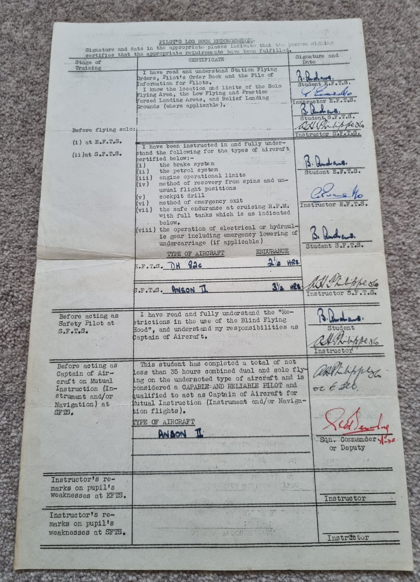 SOLD! Rare WW2 Glider Pilot RCAF Flying Log Book to Brian Andrews, Operation Varsity