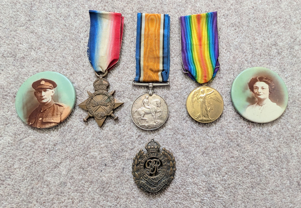 WW1 British Medal Trio John William Flitten Royal Engineers from Hull
