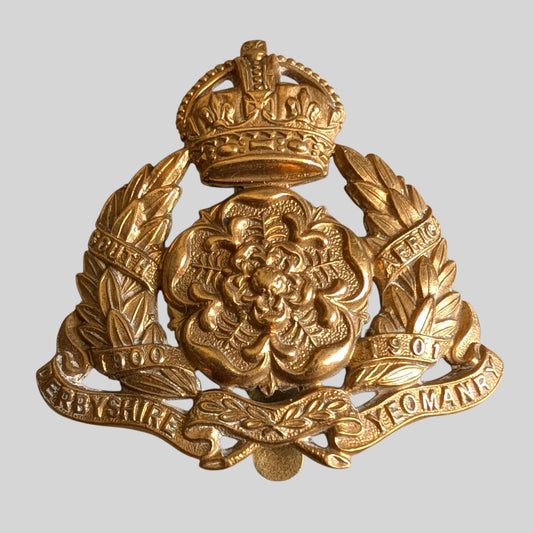Derbyshire Yeomanry Gilding Metal Cap Badge 1908-22