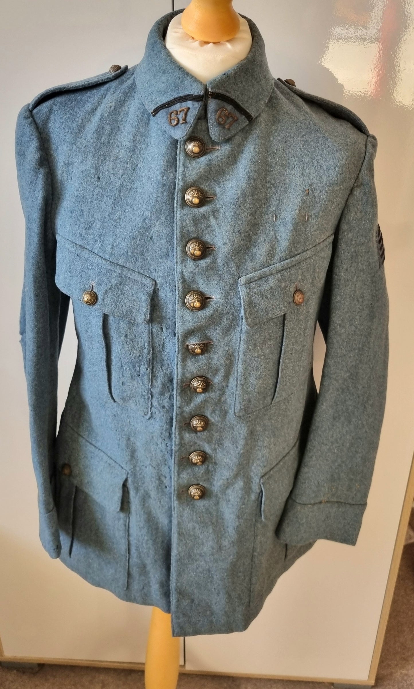 WW1 M1917 French Blue Horizon Tunic jacket Uniform to the 67th Infantry