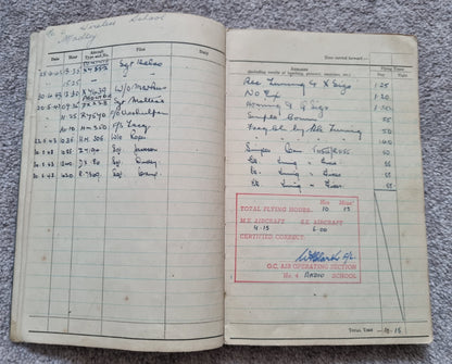 WW2 RAF Flying Log Book to Air Gunner I. E. Parsons with 37 Bombing Operations including DDAY with Combat Reports