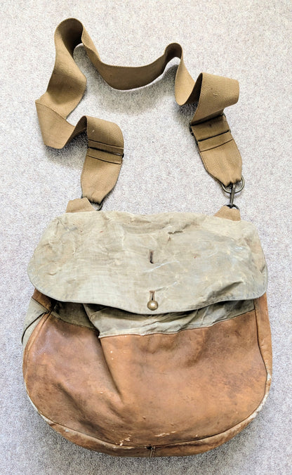 SOLD! WW1 British Army Officers Canvas & Leather Breadbag Haversack with Carry Strap