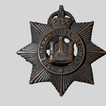 Devonshire Regiment Officers Bronze Collar Badge Pair