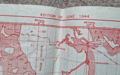 WW2 RAF June 1944 Plotting Map of Western Germany with Operational Markings over Berlin