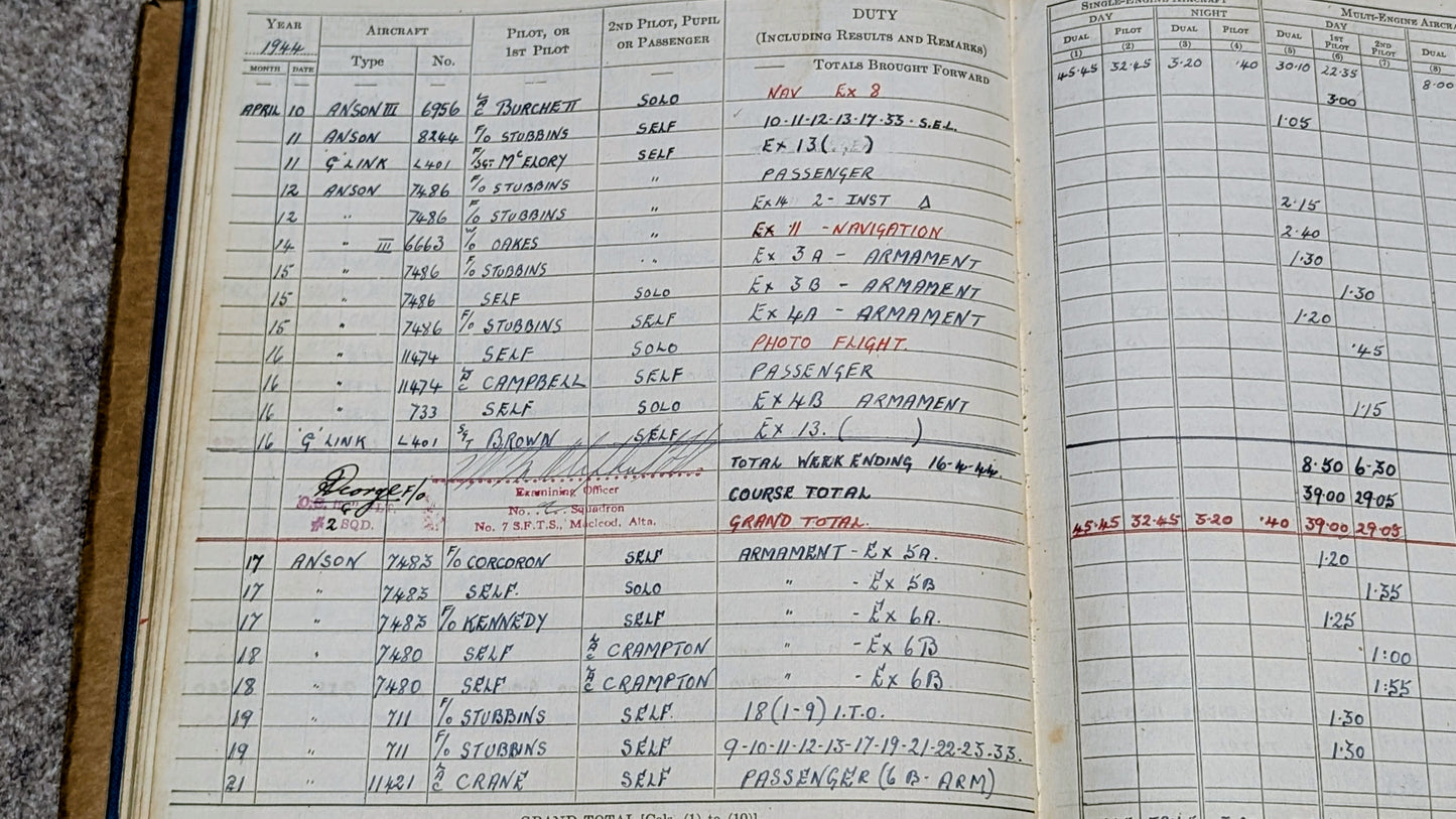 SOLD! WW2 RCAF Flying Log Book E  W Burchett With 2 Of His Photo Albums