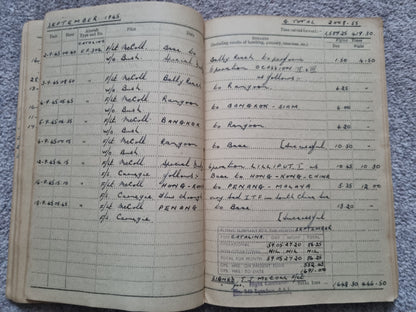 SOLD! WW2 Indian Airforce Flying Log Book to Gerald Jarman, Air Gunner/Observer, Anti Submarine Warfare