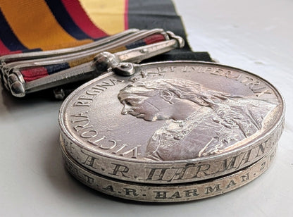 SOLD! Rare Rifle Brigade Sudan/Boer War Medals Set & Astrakhan Busby to Lt Harman DSO