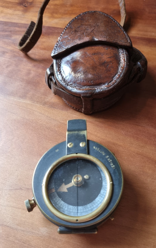 WW1 British Army Verners MkVII Compass 1916 Working & Leather Case