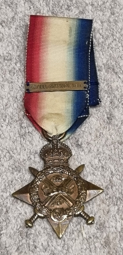 SOLD! WW1/WW2 Nimy Bridge British Army 1914 Mons Star and Clasp Medal Group to Private Mark Huckle - 4th Royal Fusiliers BEF