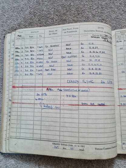 SOLD! Rare WW2 Glider Pilot RCAF Flying Log Book to Brian Andrews, Operation Varsity
