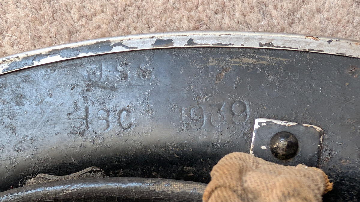 SOLD! Early WW2 Black Brodie Helmet Dated 1939