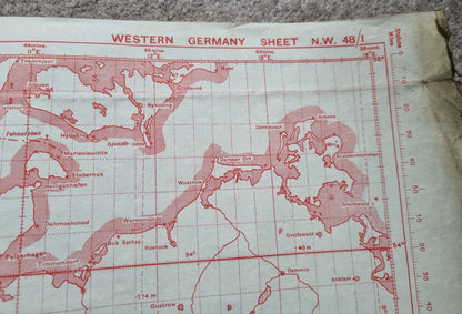 WW2 RAF June 1944 Plotting Map of Western Germany with Operational Markings over Berlin
