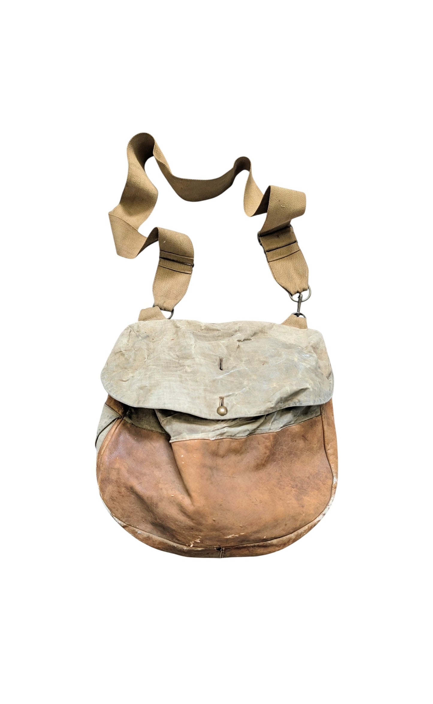 SOLD! WW1 British Army Officers Canvas & Leather Breadbag Haversack with Carry Strap