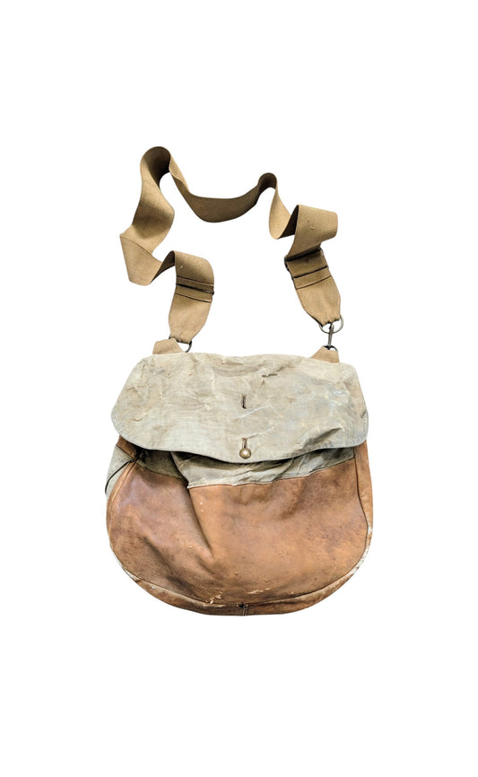 SOLD! WW1 British Army Officers Canvas & Leather Breadbag Haversack with Carry Strap