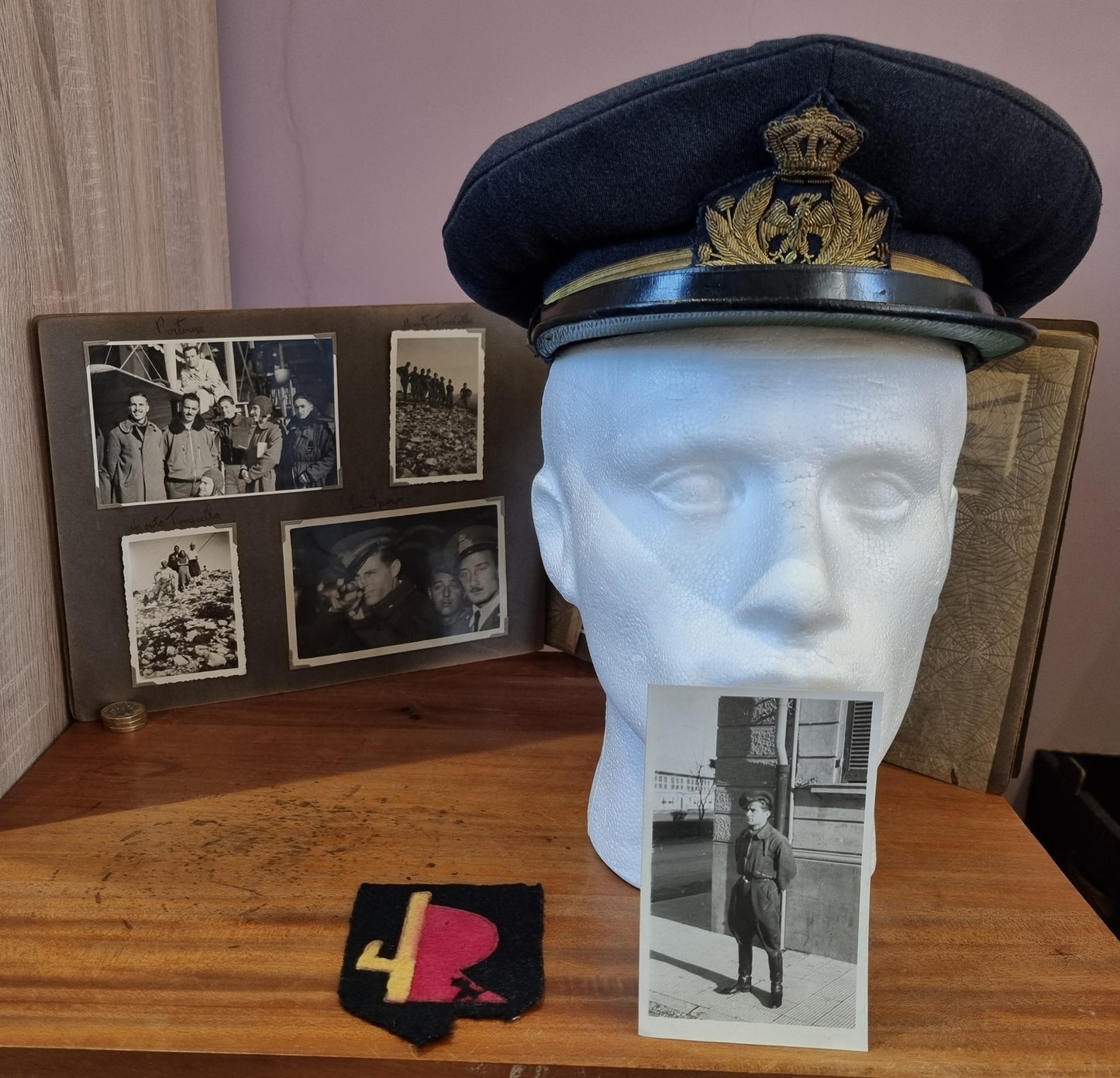 Beautiful WW2 Italian Air Force Visor Cap and Photo Album, belonging to Pompili Felice