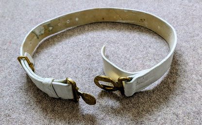 British Army BUFF LEATHER BELT - Brass Kings Crown "Dieu Et Mon Droit" Buckle