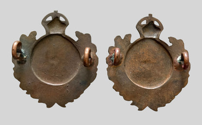 Rare WW2 Kings Own Malta Regiment Officer's Bronze Collar Badge Pair