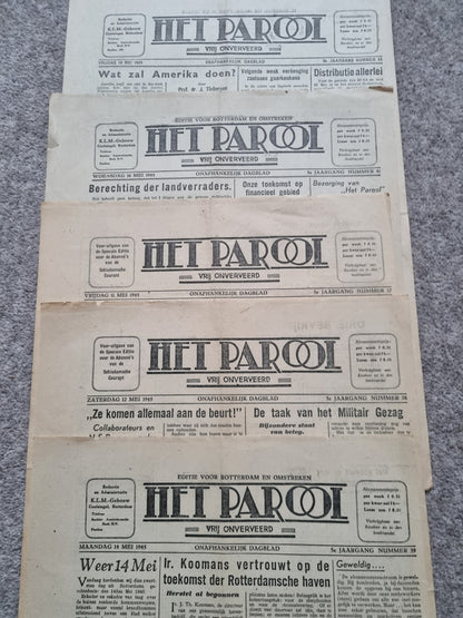 Rare WW2 Dutch Resistance Set - Plaque, Flag, Air Drop Leaflets & Newspapers