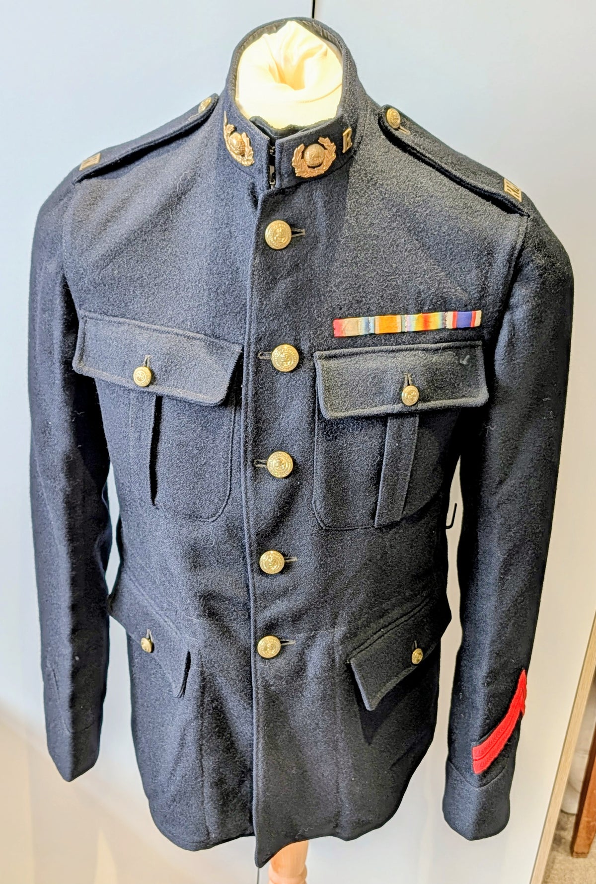 SOLD! WW1 Era British Royal Marines Light Infantry Blue No 1 Jacket with Medal Bar
