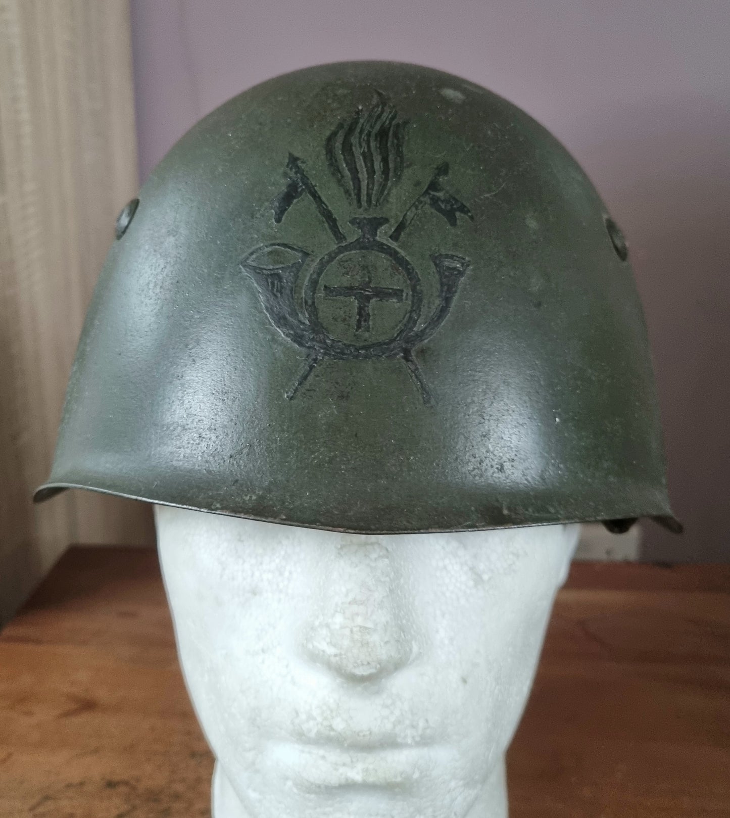 Rare WW2 Italian Army M33 Helmet With Lancers Lancieri Decal