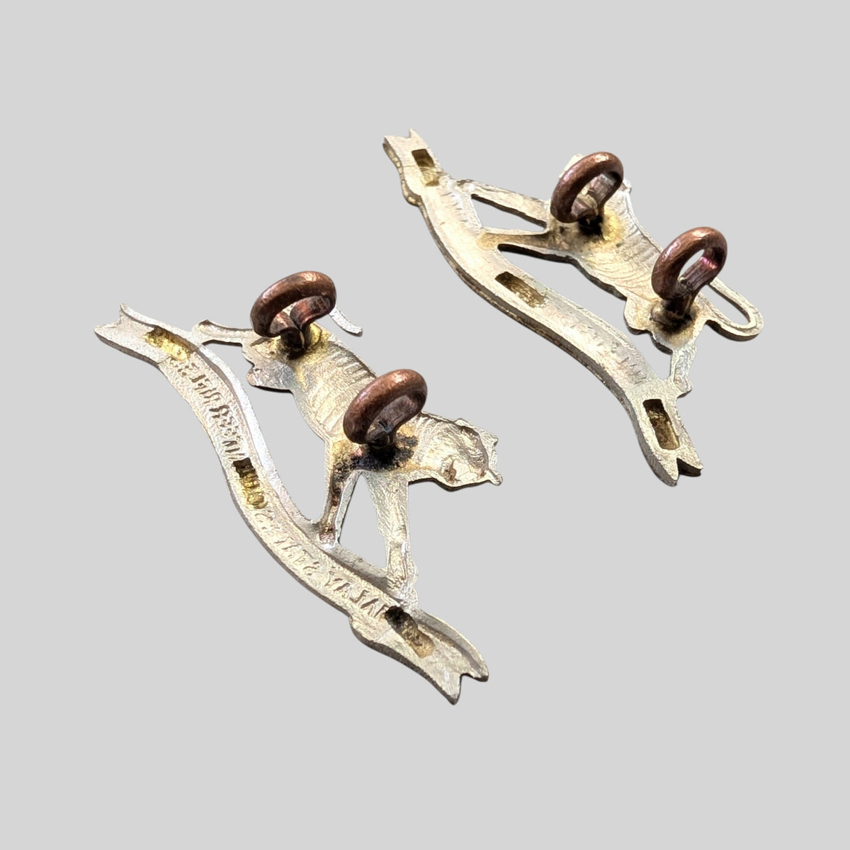 Rare Malay States Volunteer Rifles Bimetal Collar Badge Pair 1902-21