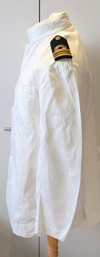 SOLD! Vintage Royal Navy No.1 Summer White Cotton Uniform Tunic Jacket 1958