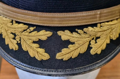 WW2 US Navy Commanders Officer Black Woollen Visor Cap -Luxenberg