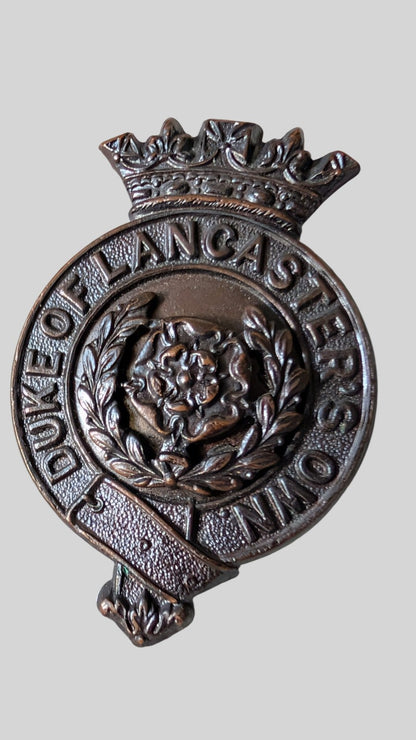 Rare Duke Of Lancaster's Own Regiment Officer's Bronze Cap Badge