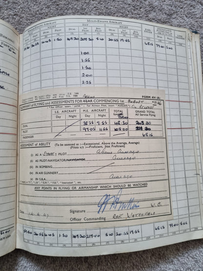 SOLD! Rare WW2 Glider Pilot RCAF Flying Log Book to Brian Andrews, Operation Varsity