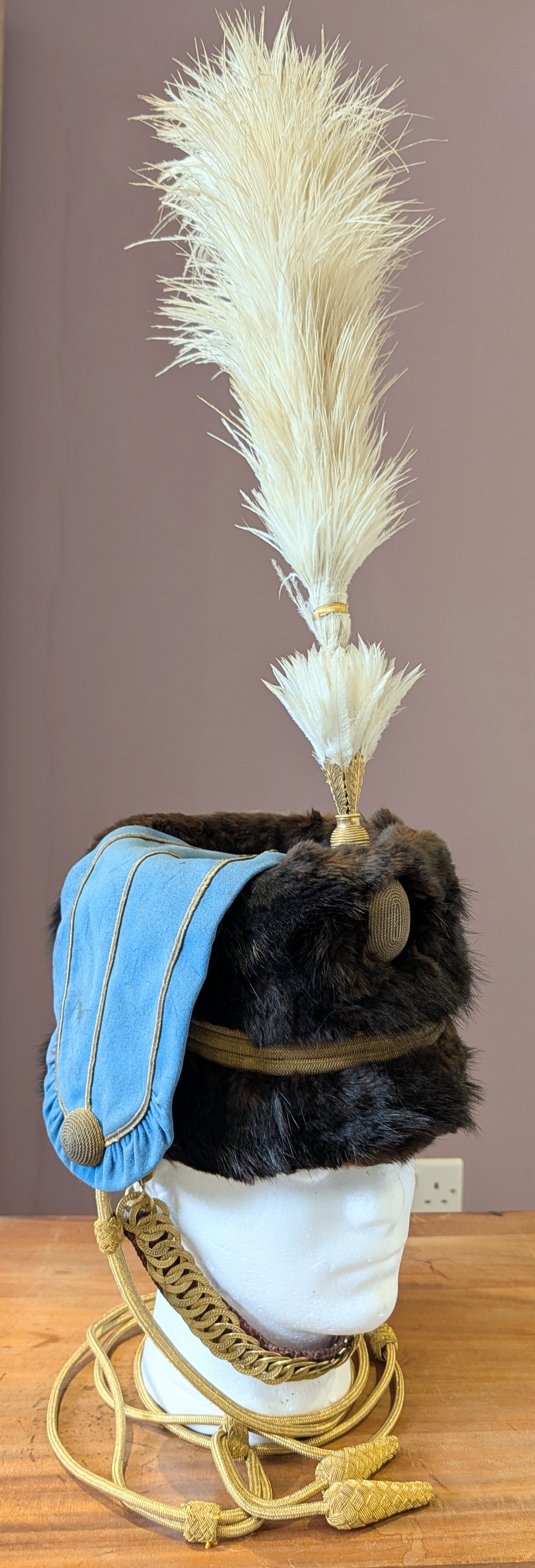 Rare Edwardian Pre WW1 3rd Hussars Officers Busby With White Feather Plume
