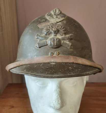 SOLD! WW2 French Army Artillery M26 ‘Adrian’ Helmet With WW1 Badge