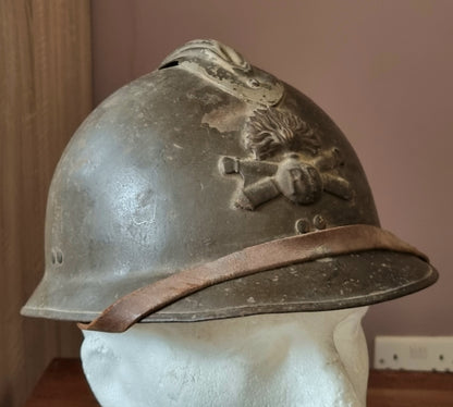 SOLD! WW2 French Army Artillery M26 ‘Adrian’ Helmet With WW1 Badge