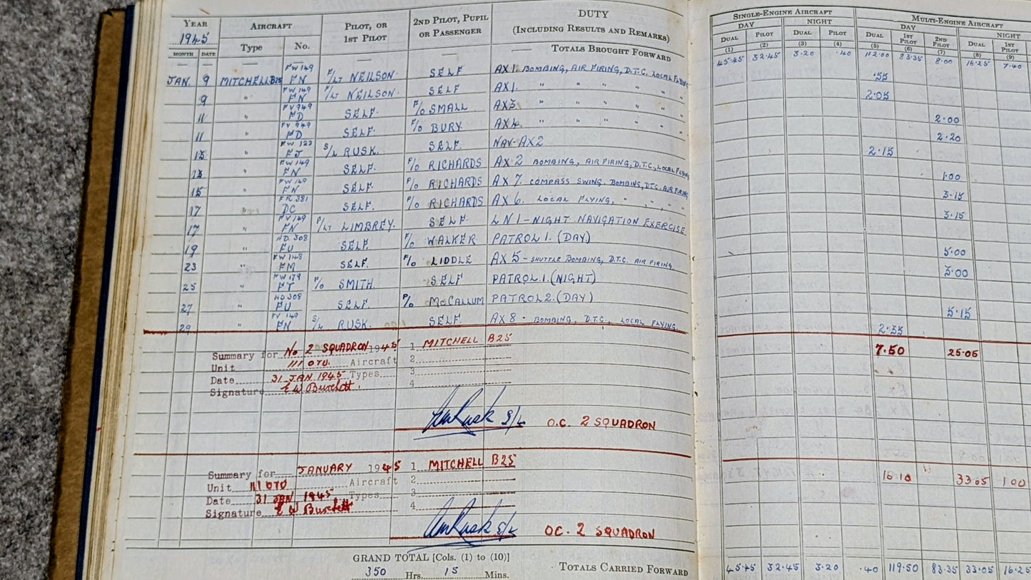 SOLD! WW2 RCAF Flying Log Book E  W Burchett With 2 Of His Photo Albums
