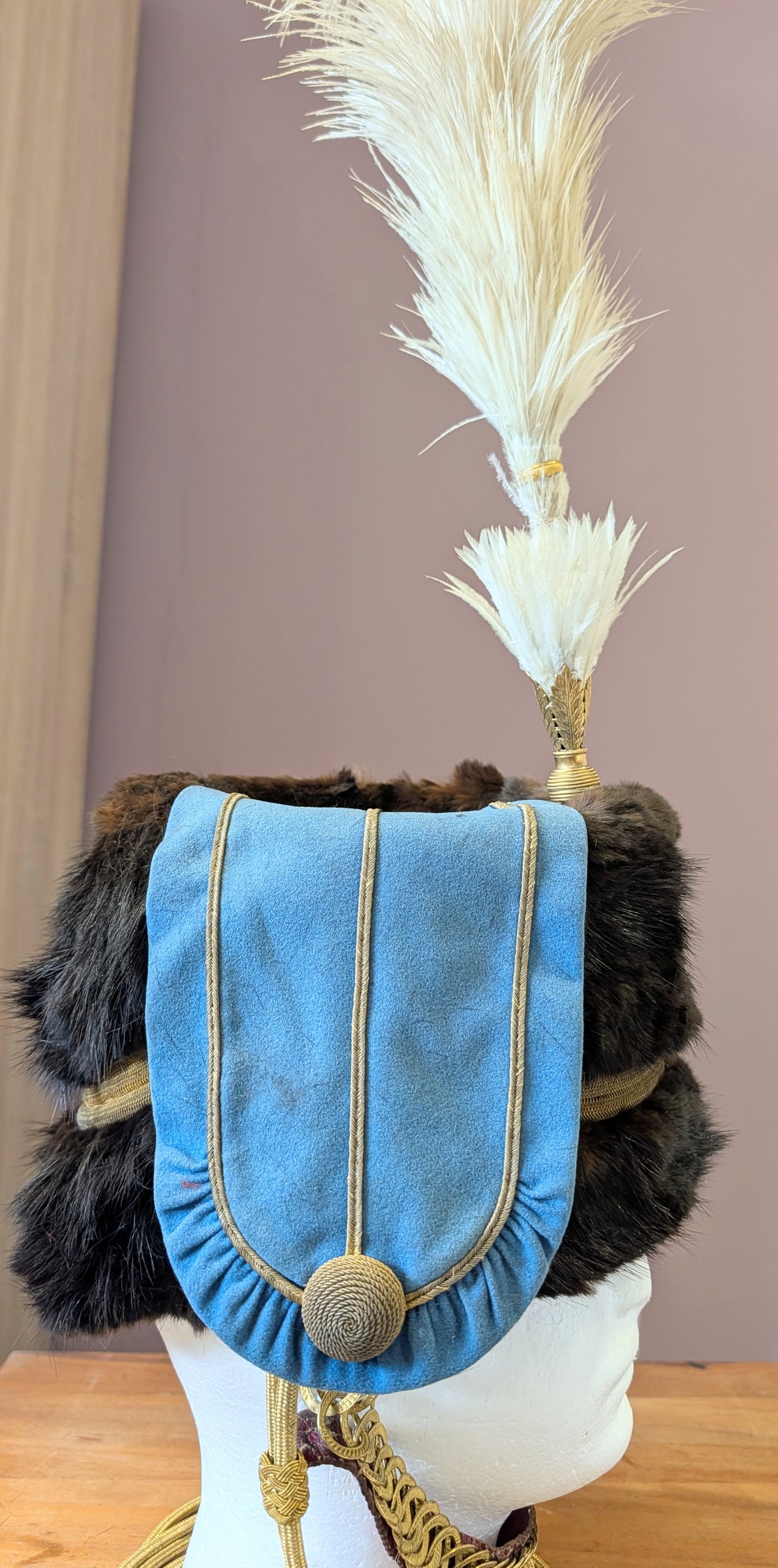 Rare Edwardian Pre WW1 3rd Hussars Officers Busby With White Feather Plume