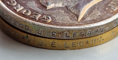 SOLD! WW1 British Navy Long Service Medal Quartet to J E Legard