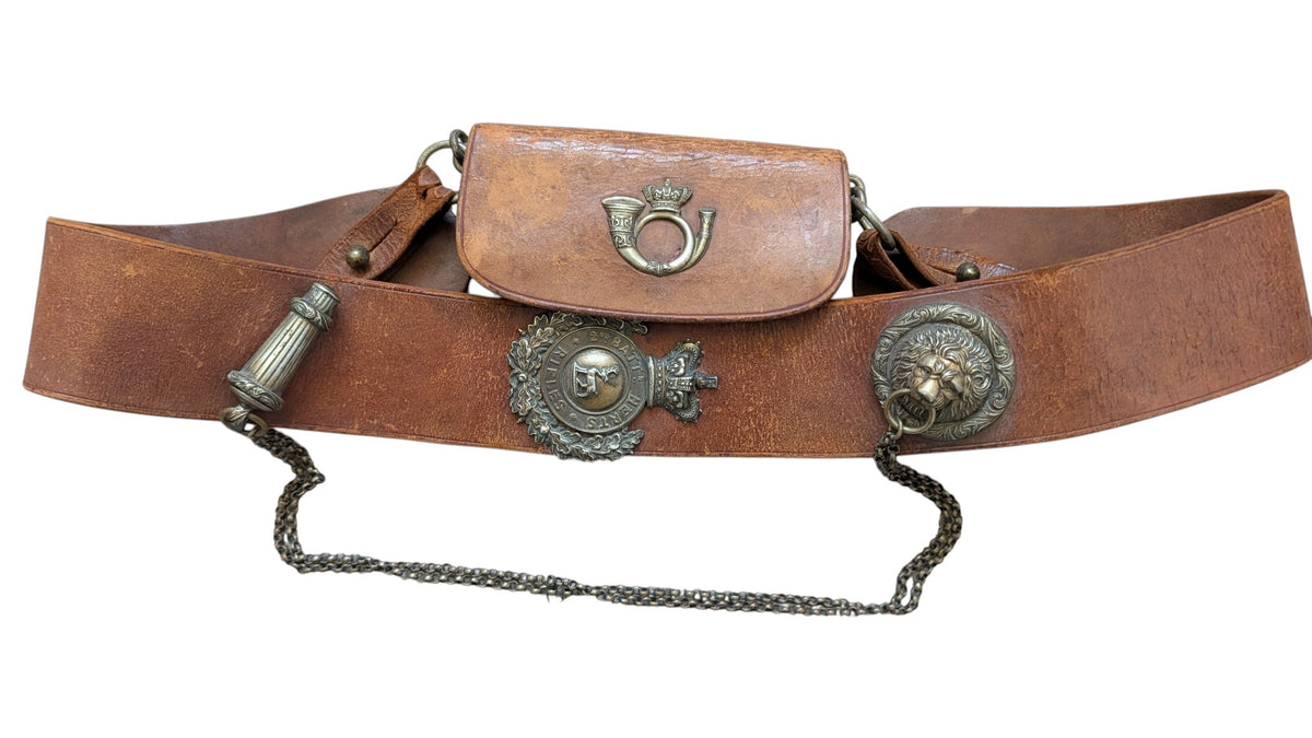 Victorian 2nd Battalion Herts Rifles Leather CrossBelt & Pouch 1881-7